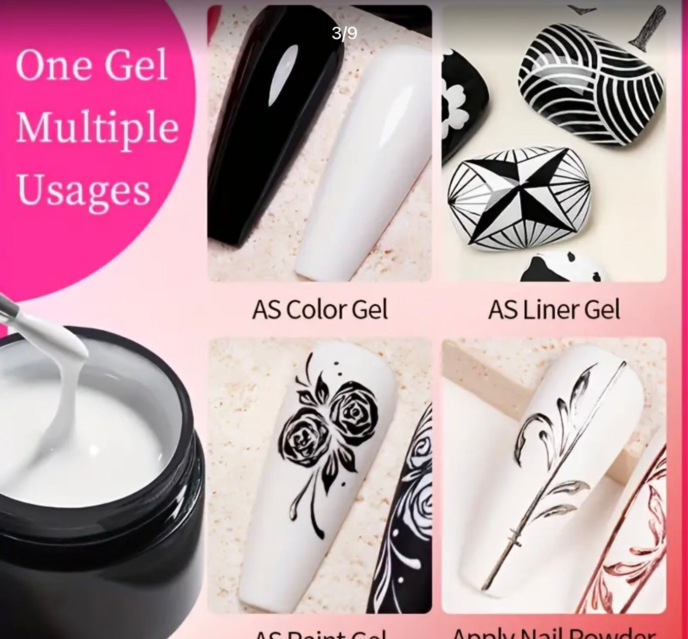Gel blanco y negro und